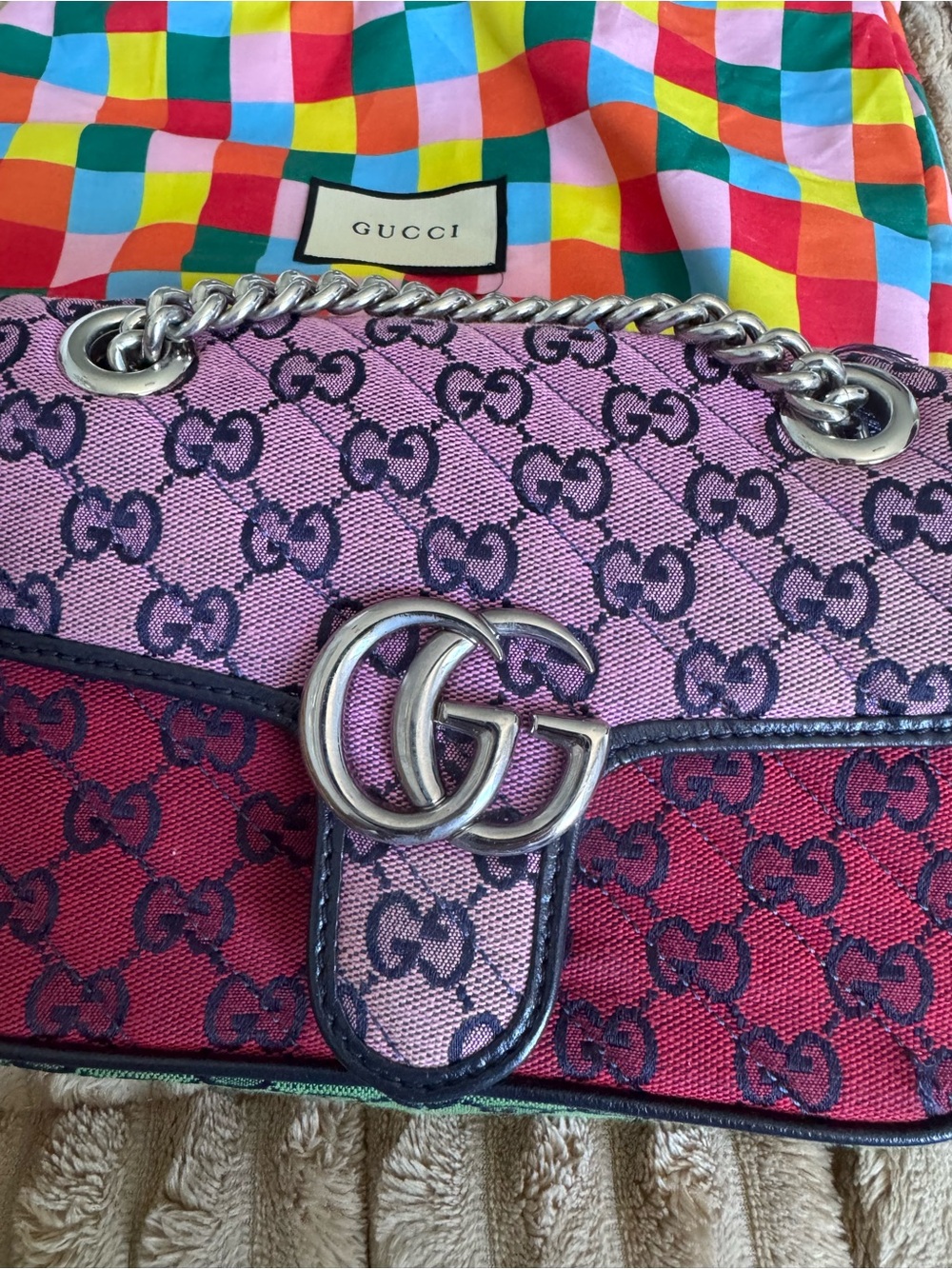 Multicolor GG Marmont Canvas Shoulder Bag - Picture 3 of 5